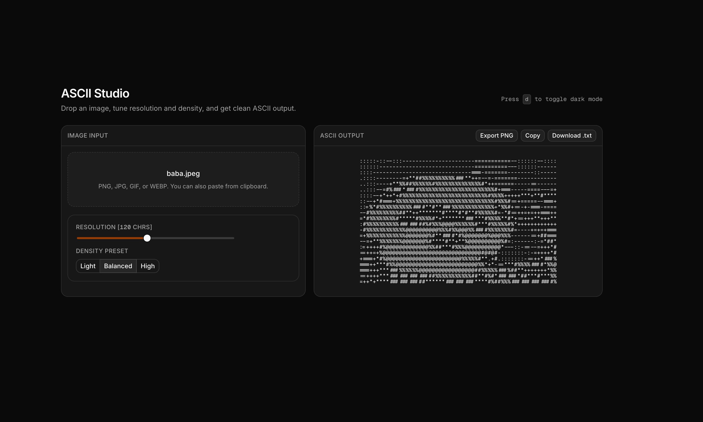 ASCII Studio – Image to ASCII Art Generator